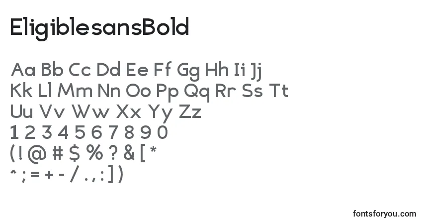 A fonte EligiblesansBold – alfabeto, números, caracteres especiais