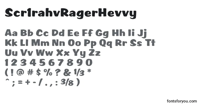 Czcionka Scr1rahvRagerHevvy – alfabet, cyfry, specjalne znaki