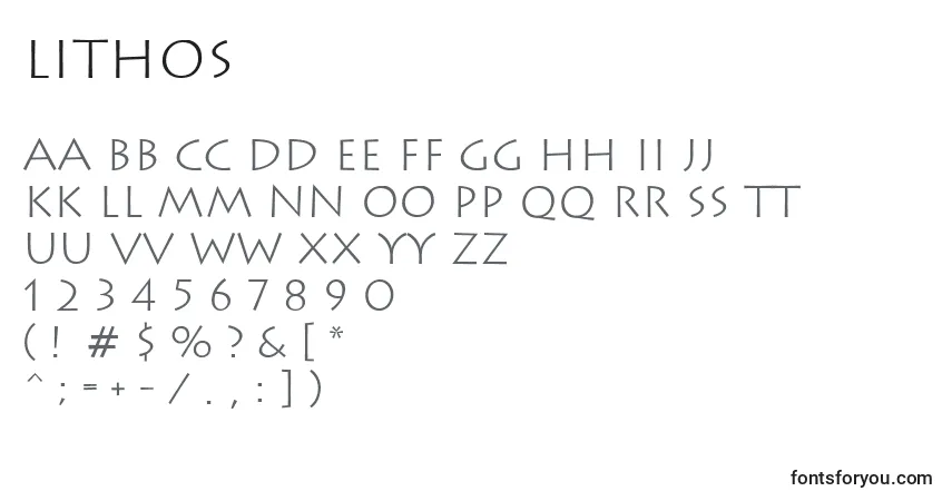 A fonte Lithos – alfabeto, números, caracteres especiais