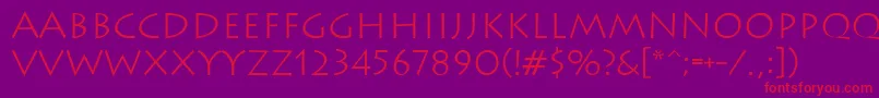 Lithos Font – Red Fonts on Purple Background