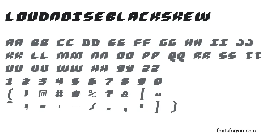 Шрифт Loudnoiseblackskew – алфавит, цифры, специальные символы