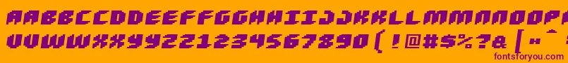 Loudnoiseblackskew-Schriftart – Violette Schriften auf orangefarbenem Hintergrund