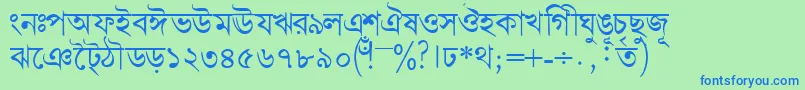 Bengalidhakassk Font – Blue Fonts on Green Background