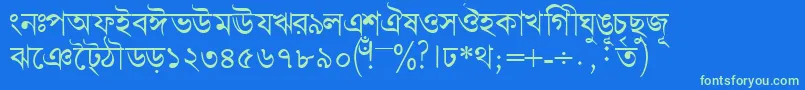 Bengalidhakassk Font – Green Fonts on Blue Background