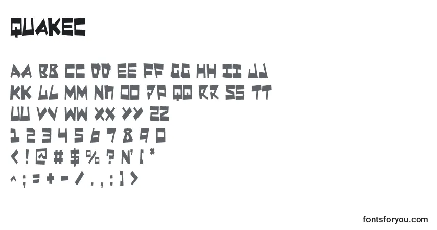 Schriftart Quakec – Alphabet, Zahlen, spezielle Symbole