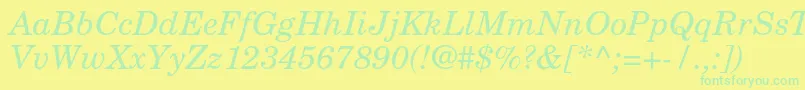 NewcenturyschlbkltstdIt Font – Green Fonts on Yellow Background