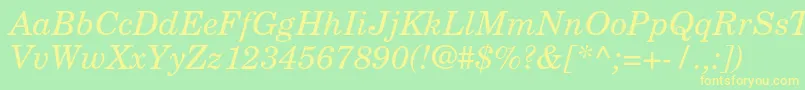 NewcenturyschlbkltstdIt Font – Yellow Fonts on Green Background
