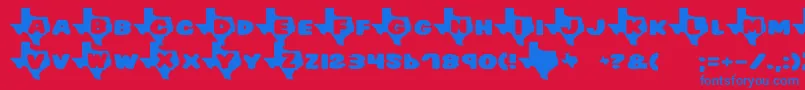 Texas-Schriftart – Blaue Schriften auf rotem Hintergrund