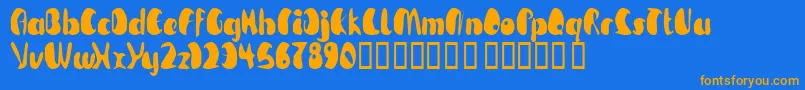 Weitere Informationen zur TmBeguiled-Schriftart TmBeguiled-Schriftart – Orangefarbene Schriften auf blauem Hintergrund