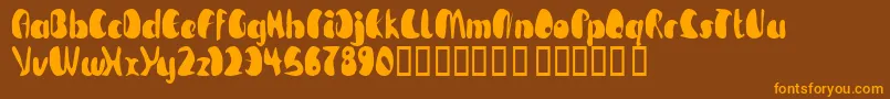 TmBeguiled-Schriftart – Orangefarbene Schriften auf braunem Hintergrund