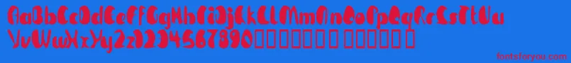 TmBeguiled-Schriftart – Rote Schriften auf blauem Hintergrund