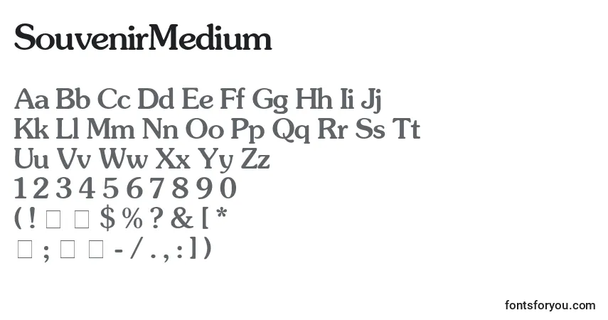 A fonte SouvenirMedium – alfabeto, números, caracteres especiais