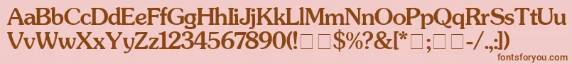 SouvenirMedium-Schriftart – Braune Schriften auf rosa Hintergrund