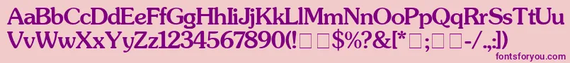SouvenirMedium-Schriftart – Violette Schriften auf rosa Hintergrund