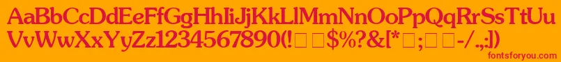 SouvenirMedium-Schriftart – Rote Schriften auf orangefarbenem Hintergrund