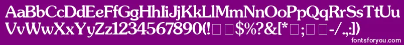 SouvenirMedium-Schriftart – Weiße Schriften auf violettem Hintergrund