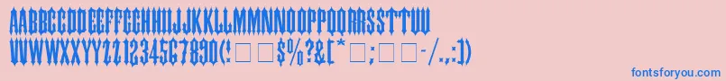 CantinaExpandedSsiSemiExpanded-Schriftart – Blaue Schriften auf rosa Hintergrund