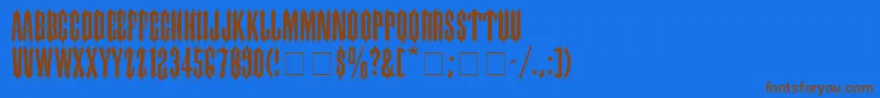 フォントCantinaExpandedSsiSemiExpanded – 茶色の文字が青い背景にあります。