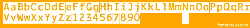 Solari-Schriftart – Weiße Schriften auf orangefarbenem Hintergrund