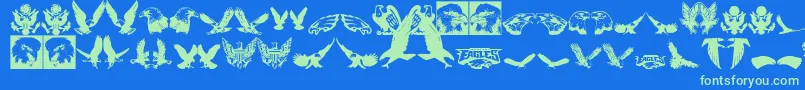 Eaglemania-Schriftart – Grüne Schriften auf blauem Hintergrund