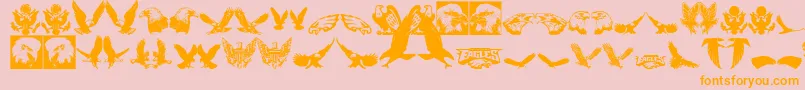 Eaglemania-Schriftart – Orangefarbene Schriften auf rosa Hintergrund