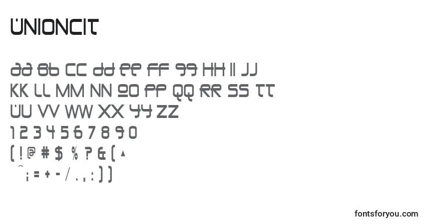 Fuente Unioncit - alfabeto, números, caracteres especiales