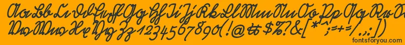 RastenburgSchraegU1sy-fontti – mustat fontit oranssilla taustalla
