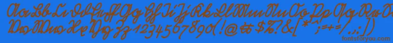 RastenburgSchraegU1sy-Schriftart – Braune Schriften auf blauem Hintergrund