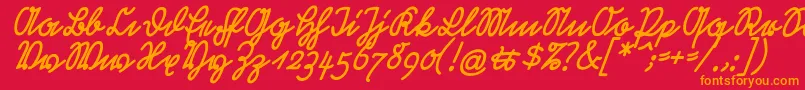 RastenburgSchraegU1sy-Schriftart – Orangefarbene Schriften auf rotem Hintergrund