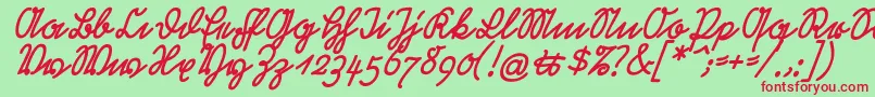 Шрифт RastenburgSchraegU1sy – красные шрифты на зелёном фоне