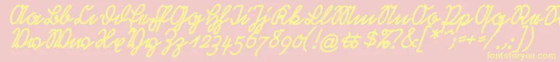 RastenburgSchraegU1sy-Schriftart – Gelbe Schriften auf rosa Hintergrund