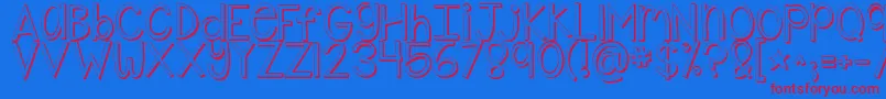 フォントKgshakeitoffpopped – 赤い文字の青い背景