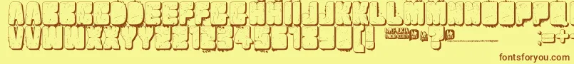 Velvetdrop2-fontti – ruskeat fontit keltaisella taustalla