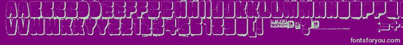 Velvetdrop2-Schriftart – Grüne Schriften auf violettem Hintergrund