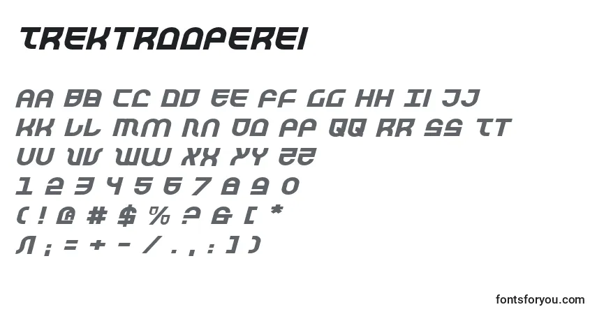 Schriftart Trektrooperei – Alphabet, Zahlen, spezielle Symbole