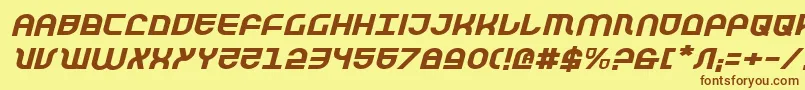 Trektrooperei-Schriftart – Braune Schriften auf gelbem Hintergrund