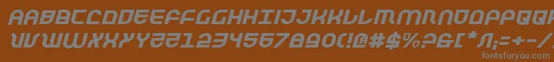 Trektrooperei-fontti – harmaat kirjasimet ruskealla taustalla