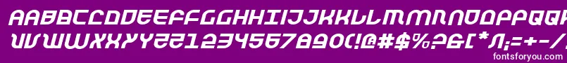 Trektrooperei-Schriftart – Weiße Schriften auf violettem Hintergrund