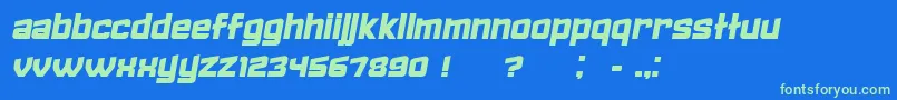 FailedItalic-Schriftart – Grüne Schriften auf blauem Hintergrund