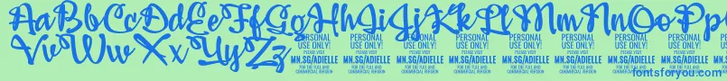 AdiellePersonalUseOnly Font – Blue Fonts on Green Background