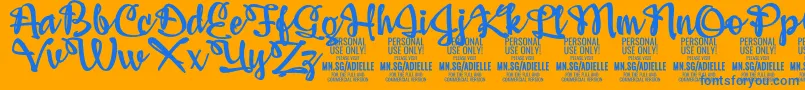 AdiellePersonalUseOnly Font – Blue Fonts on Orange Background