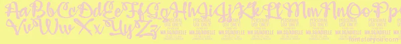 AdiellePersonalUseOnly-fontti – vaaleanpunaiset fontit keltaisella taustalla