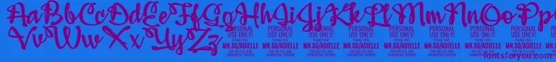 AdiellePersonalUseOnly Font – Purple Fonts on Blue Background