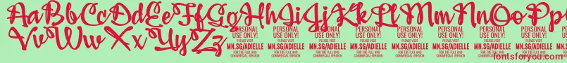 AdiellePersonalUseOnly Font – Red Fonts on Green Background