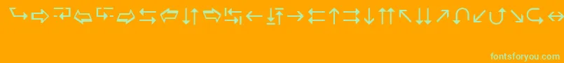 フォントWingdings3 – オレンジの背景に緑のフォント