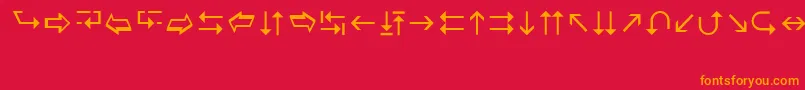 フォントWingdings3 – 赤い背景にオレンジの文字