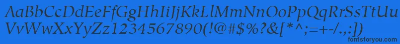 フォントHiroshigeLtBookItalic – 黒い文字の青い背景