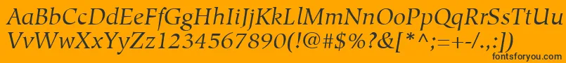 Шрифт HiroshigeLtBookItalic – чёрные шрифты на оранжевом фоне