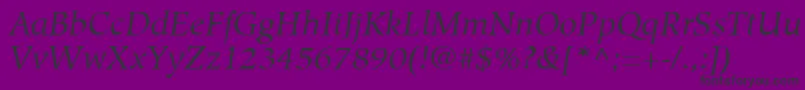 HiroshigeLtBookItalic-fontti – mustat fontit violetilla taustalla