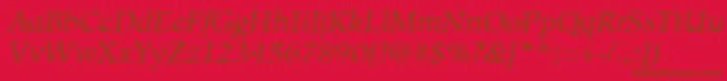 Czcionka HiroshigeLtBookItalic – brązowe czcionki na czerwonym tle